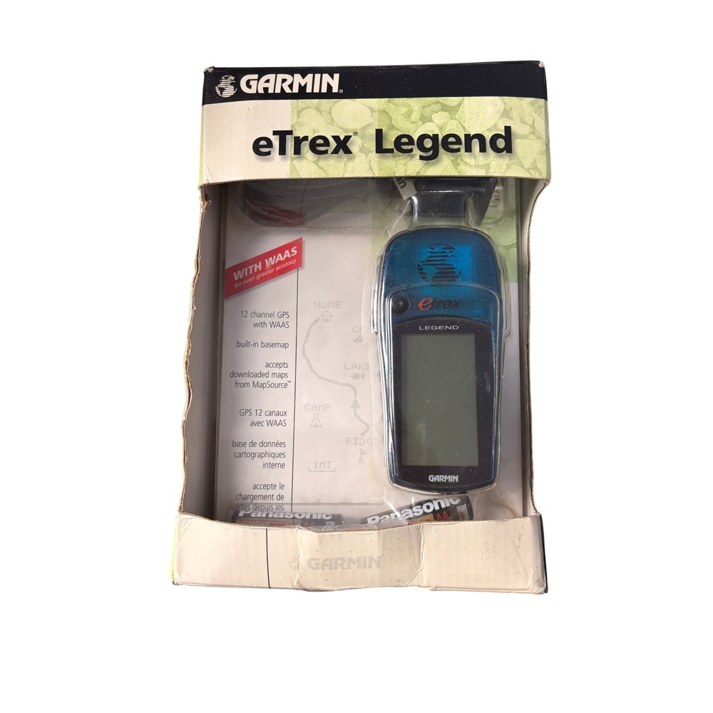 Garmin eTrex Legend Handheld GPS Navigator Blue Vintage WAAS New in Worn Box